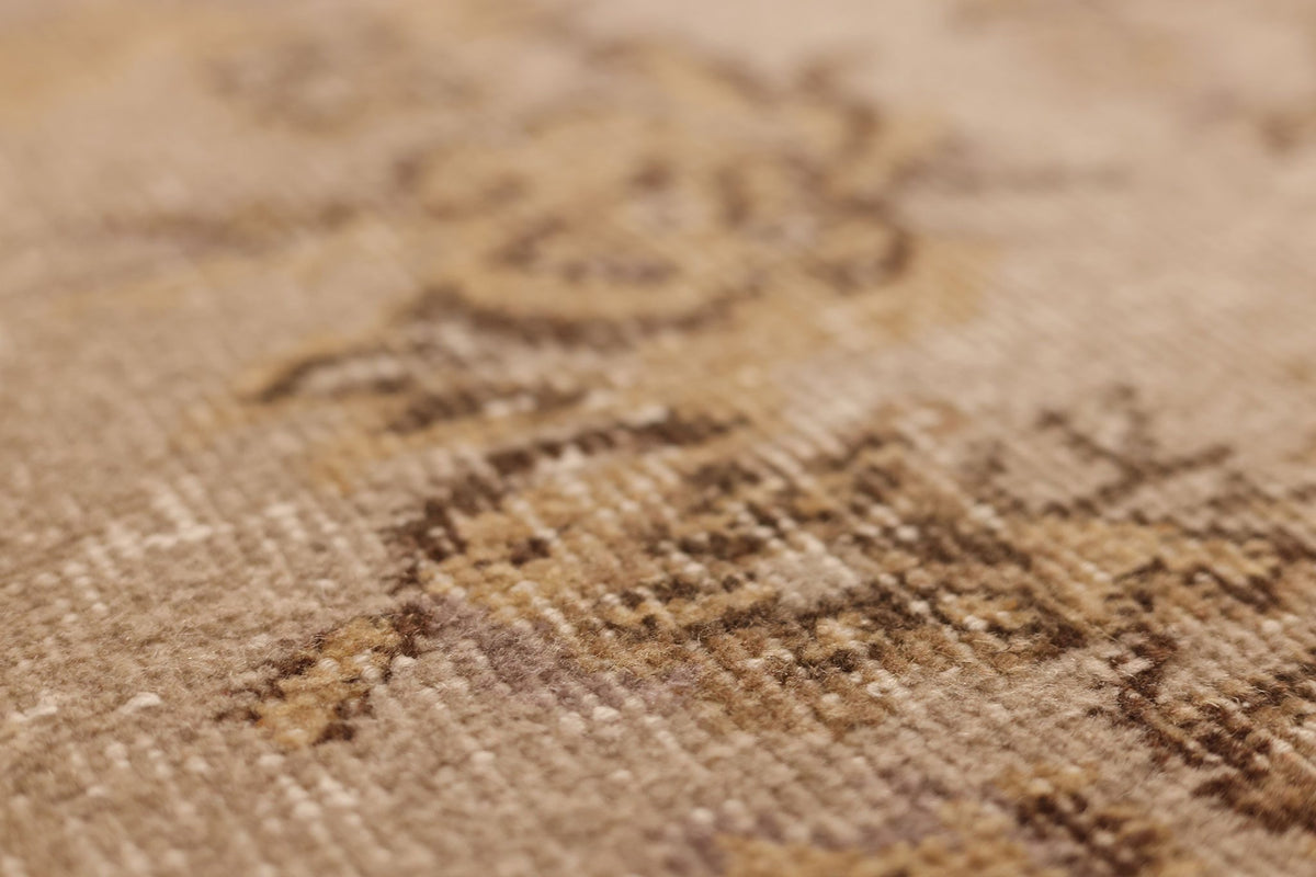 Vintage Isparta Turkish Area Rug 4x7 ft — Beige & Brown Floral