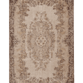 Vintage Isparta Turkish Area Rug 4x7 ft — Beige & Brown Floral