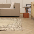 Vintage Manisa Turkish Area Rug 6x10 ft — Beige floral