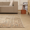 Vintage Isparta Turkish Area Rug 6x9 ft — Beige Floral (No. 60802)
