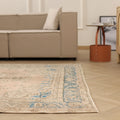 Vintage Isparta Turkish Area Rug 6x9 ft — Beige Floral (No. 60806)