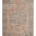 Vintage Isparta Turkish Area Rug 6x9 ft — Beige Floral (No. 60806)