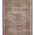Vintage Isparta Turkish Area Rug 6x9 ft — Brown Floral (No. 60807)