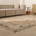 Vintage Isparta Turkish Area Rug 6x9 ft — Brown & Beige Floral (No. 60826)