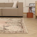 Vintage Isparta Turkish Area Rug 6x9 ft — Brown & Beige Floral (No. 60826)