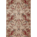 Vintage Isparta Turkish Runner Rug 3x6 ft — Beige & Red Floral