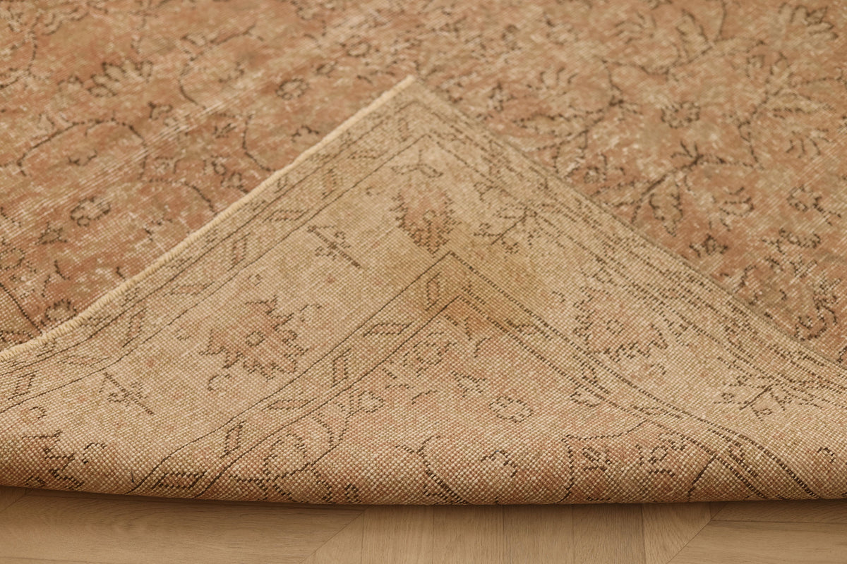 Vintage Isparta Turkish Area Rug 6x10 ft — Beige & Brown Floral (No. 60843)