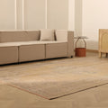 Vintage Manisa Turkish Area Rug 6x9 ft — Beige & Brown Distressed (No. 60845)
