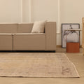 Vintage Manisa Turkish Area Rug 6x9 ft — Beige & Brown Distressed (No. 60845)