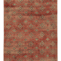 Vintage Malatya Turkish Area Rug 5x8 ft — Red & Beige Geometric
