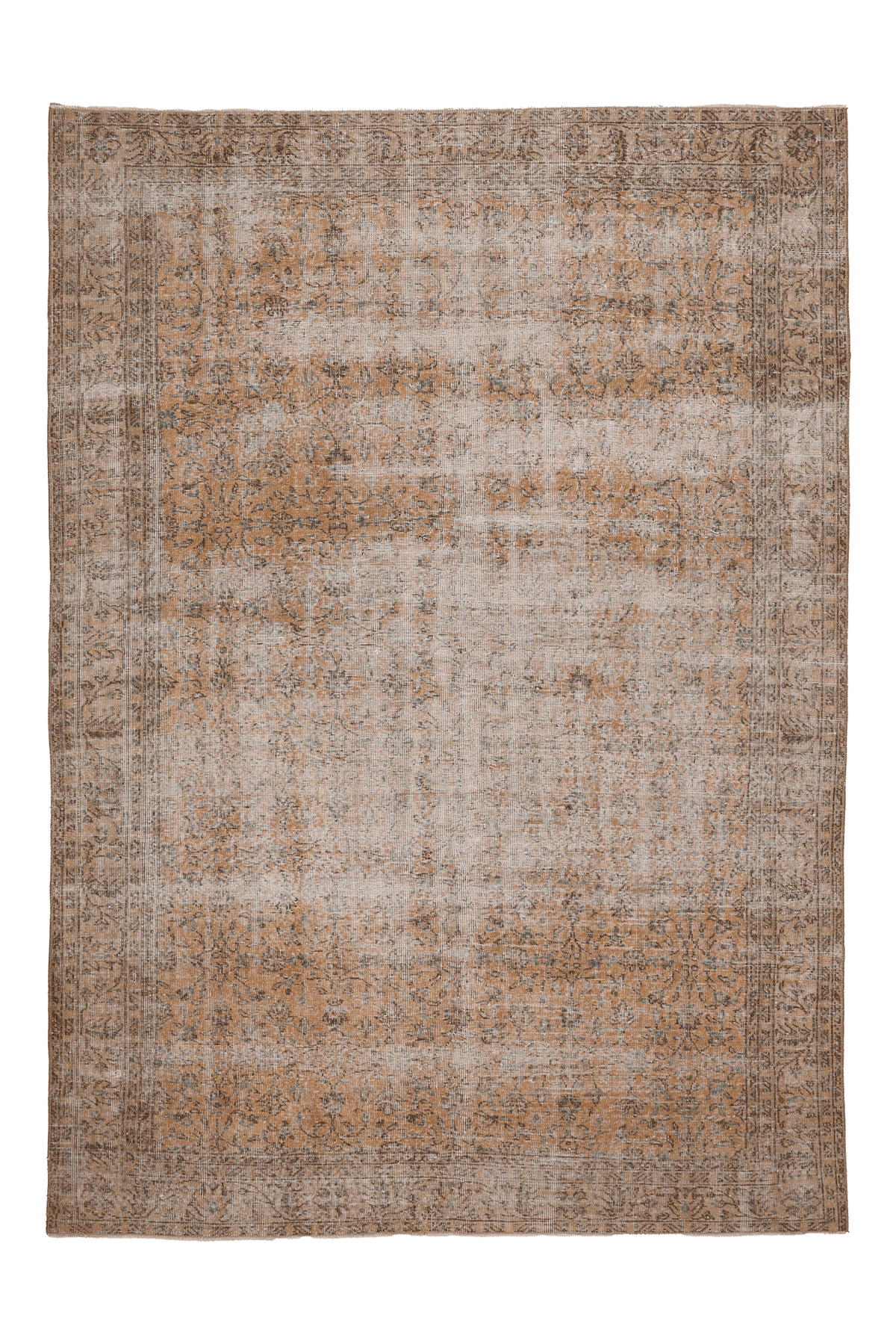 Vintage Isparta Turkish Area Rug 6x9 ft — Orange & Gray Distressed