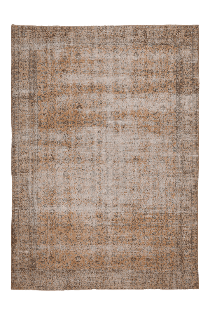 Vintage Isparta Turkish Area Rug 6x9 ft — Orange & Gray Distressed