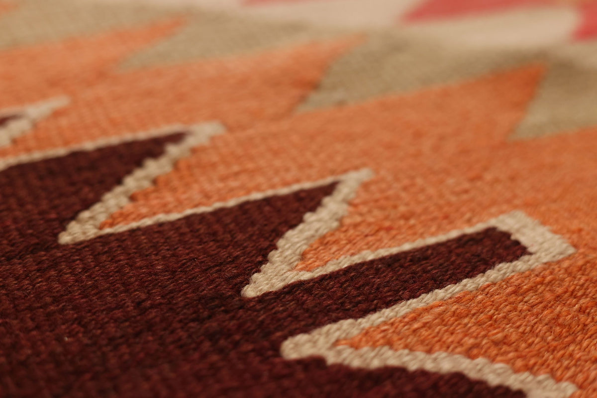 Vintage Southeastern Persian Style Runner Rug 3x12 ft — Orange & Brown Geometric