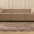 Vintage Isparta Turkish Area Rug 5x8 ft — Beige & Red Floral