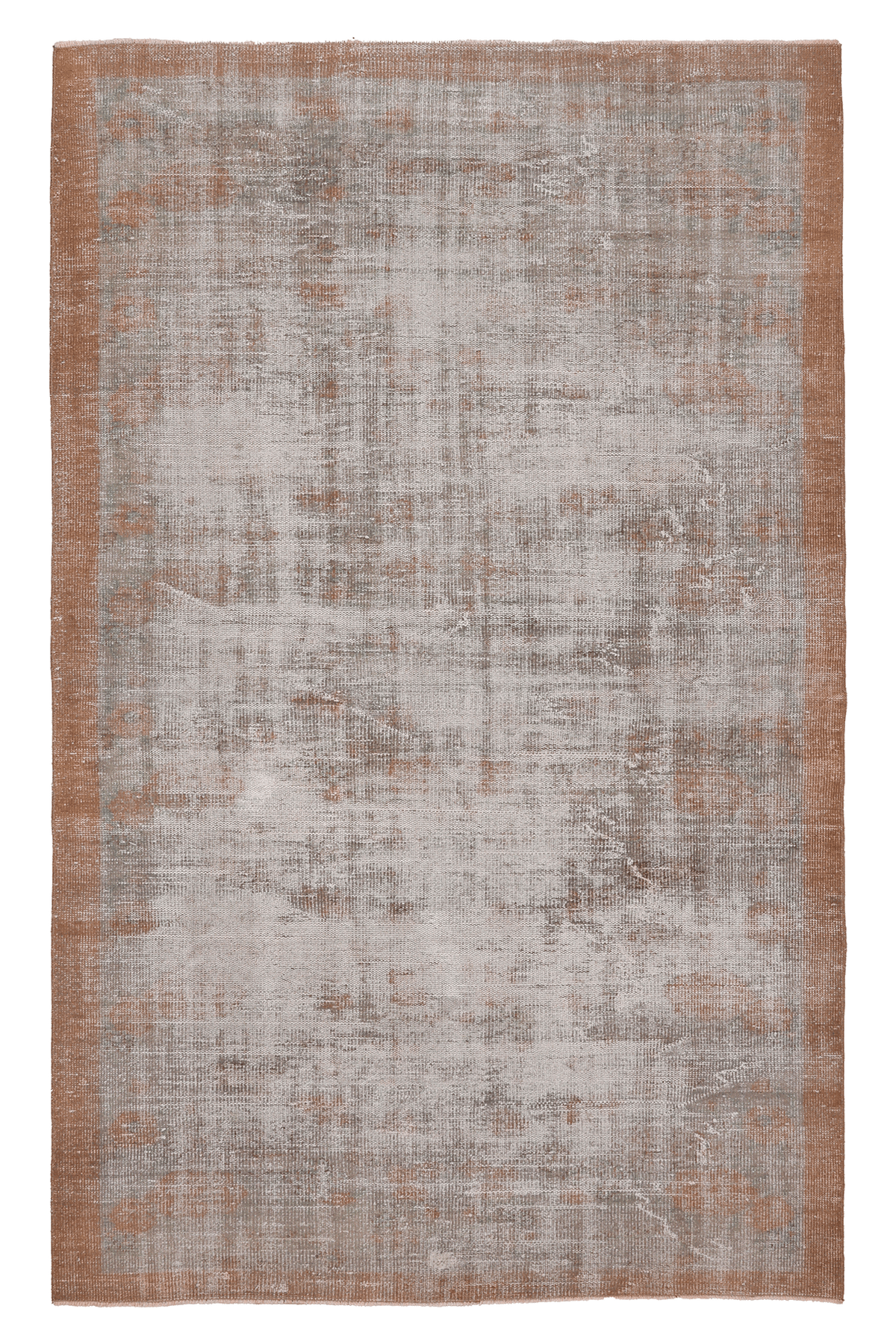 Vintage Manisa Turkish Area Rug 5x9 ft — Brown & Gray Distressed