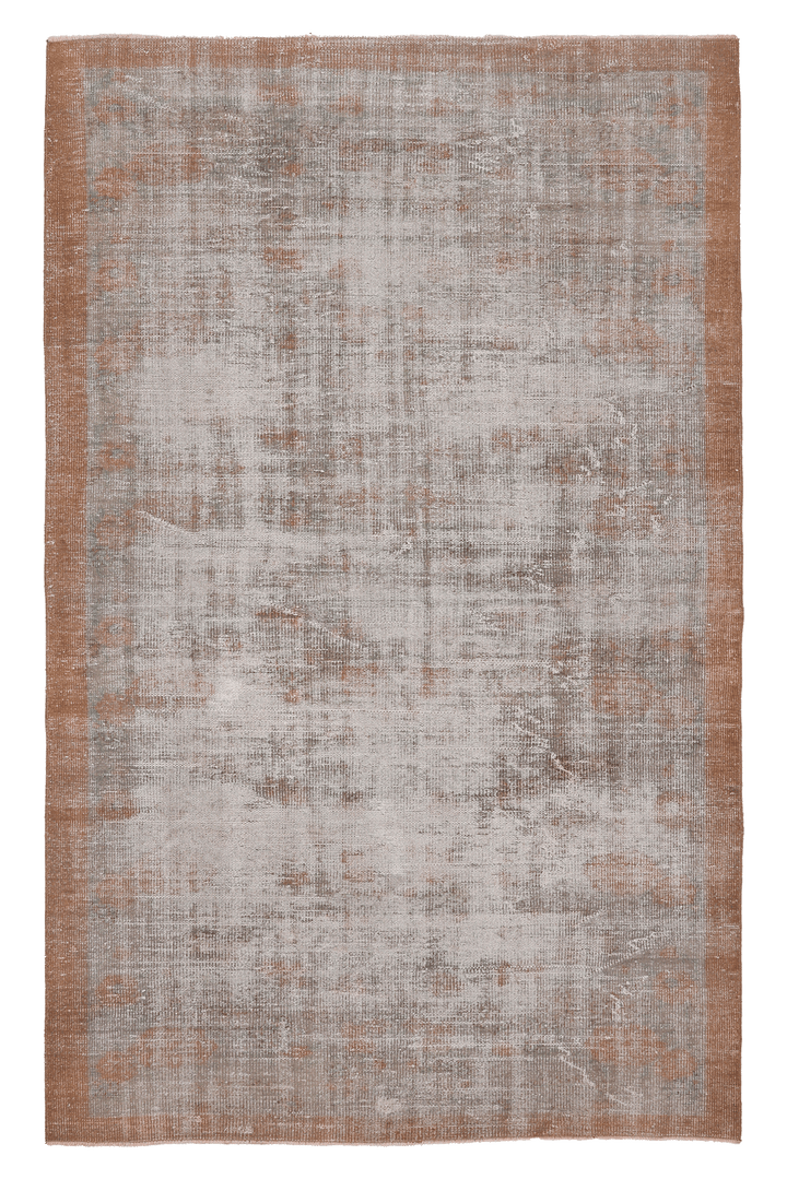 Vintage Manisa Turkish Area Rug 5x9 ft — Brown & Gray Distressed