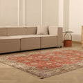 Vintage Isparta Turkish Area Rug 6x9 ft — Red & Beige Floral (No. 60852)