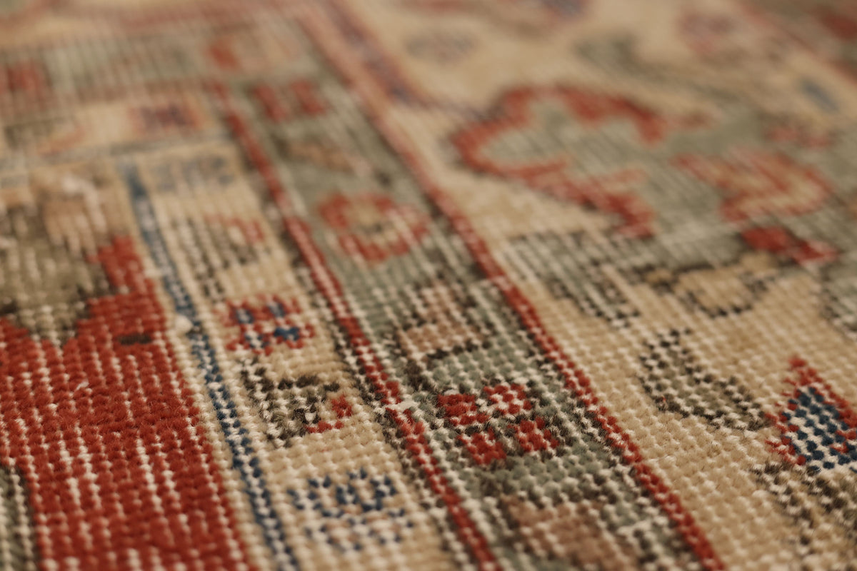 Vintage Isparta Turkish Area Rug 6x9 ft — Red & Beige Floral (No. 60852)