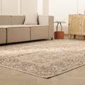 Vintage Isparta Turkish Area Rug 6x10 ft — Beige Floral (No. 60866)