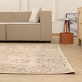 Vintage Isparta Turkish Area Rug 6x10 ft — Beige Floral (No. 60866)