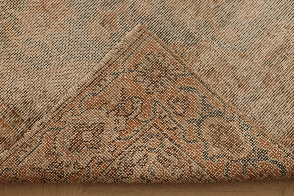 Vintage Isparta Turkish Area Rug 4x7 ft — Beige & Brown Floral