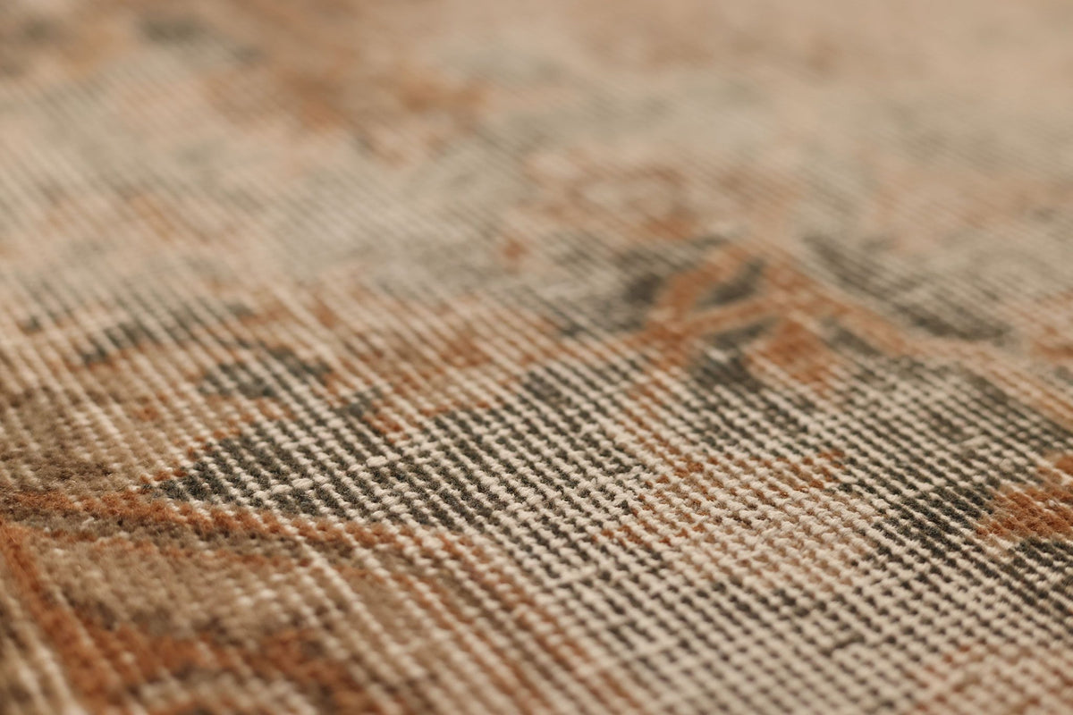 Vintage Isparta Turkish Area Rug 4x7 ft — Beige & Brown Floral