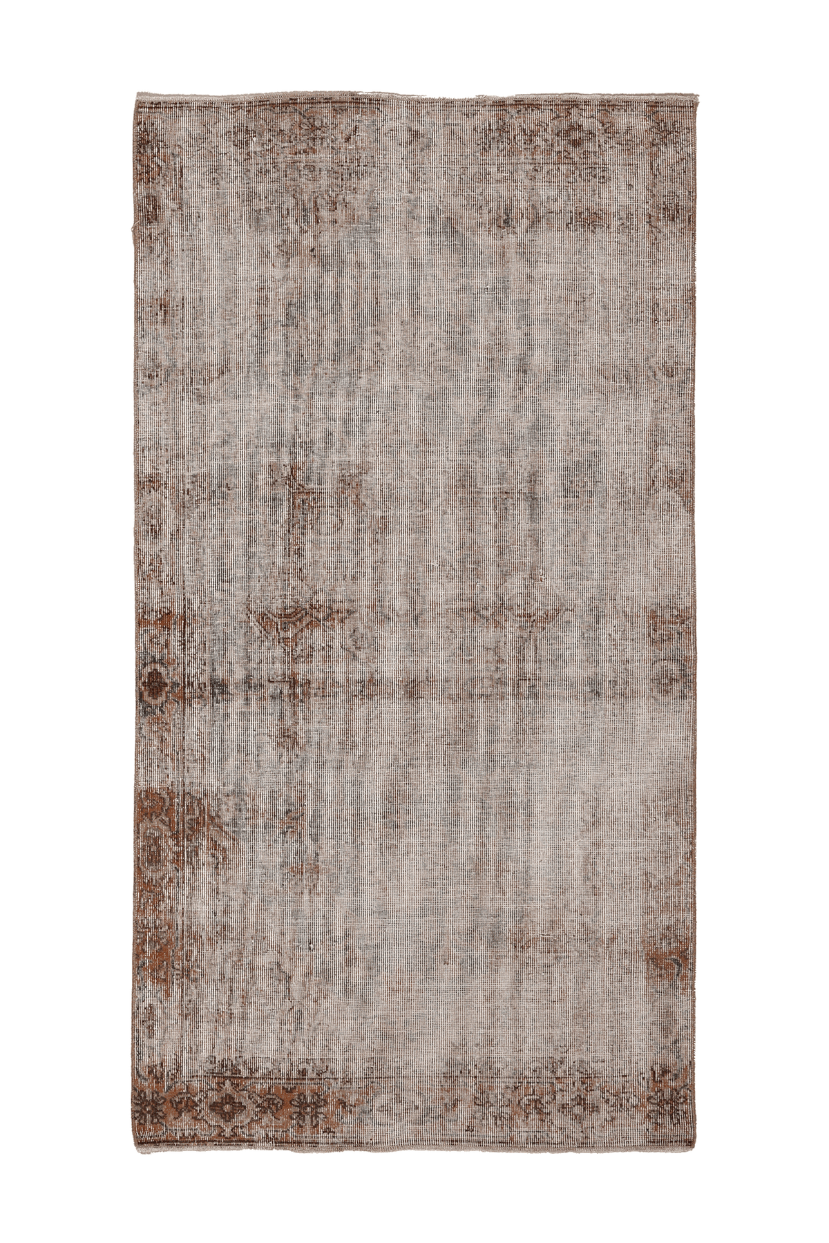 Vintage Isparta Turkish Area Rug 4x7 ft — Beige & Brown Floral