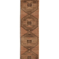Vintage Malatya Turkish Runner Rug 3x13 ft — Orange & Brown Geometric