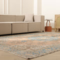 Vintage Isparta Turkish Area Rug 7x10 ft — Orange & Beige Floral