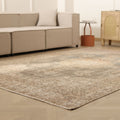 Vintage Isparta Turkish Area Rug 6x9 ft — Brown & Beige Floral (No. 60879)