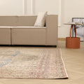 Vintage Isparta Turkish Area Rug 6x9 ft — Brown & Beige Floral (No. 60879)