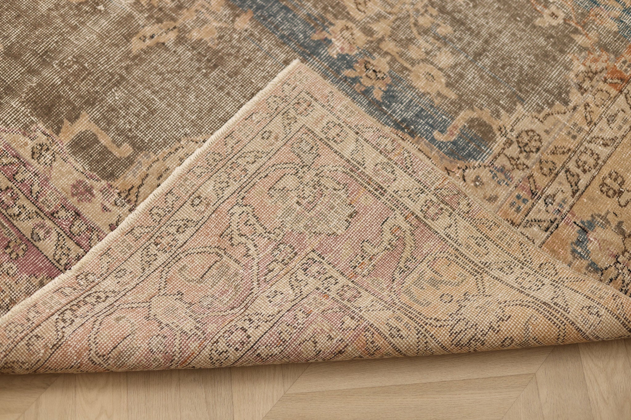 Vintage Isparta Turkish Area Rug 6x9 ft — Brown & Beige Floral (No. 60879)