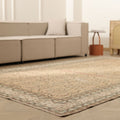 Vintage Isparta Turkish Area Rug 6x10 ft — Beige & Orange Floral (No. 60881)