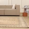 Vintage Isparta Turkish Area Rug 6x10 ft — Beige & Orange Floral (No. 60881)