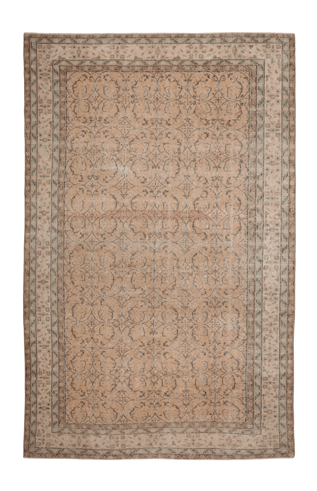 Vintage Isparta Turkish Area Rug 6x10 ft — Beige & Orange Floral (No. 60881)