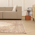 Vintage Isparta Turkish Area Rug 6x10 ft — White & Beige Floral
