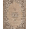 Vintage Isparta Turkish Area Rug 6x9 ft — Beige Floral (No. 60884)