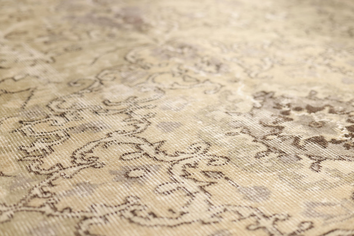 Vintage Isparta Turkish Area Rug 6x9 ft — Brown & Beige Floral