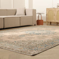 Vintage Isparta Turkish Area Rug 7x10 ft — Beige Floral (No. 60887)