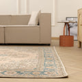 Vintage Isparta Turkish Area Rug 7x10 ft — Beige Floral (No. 60887)