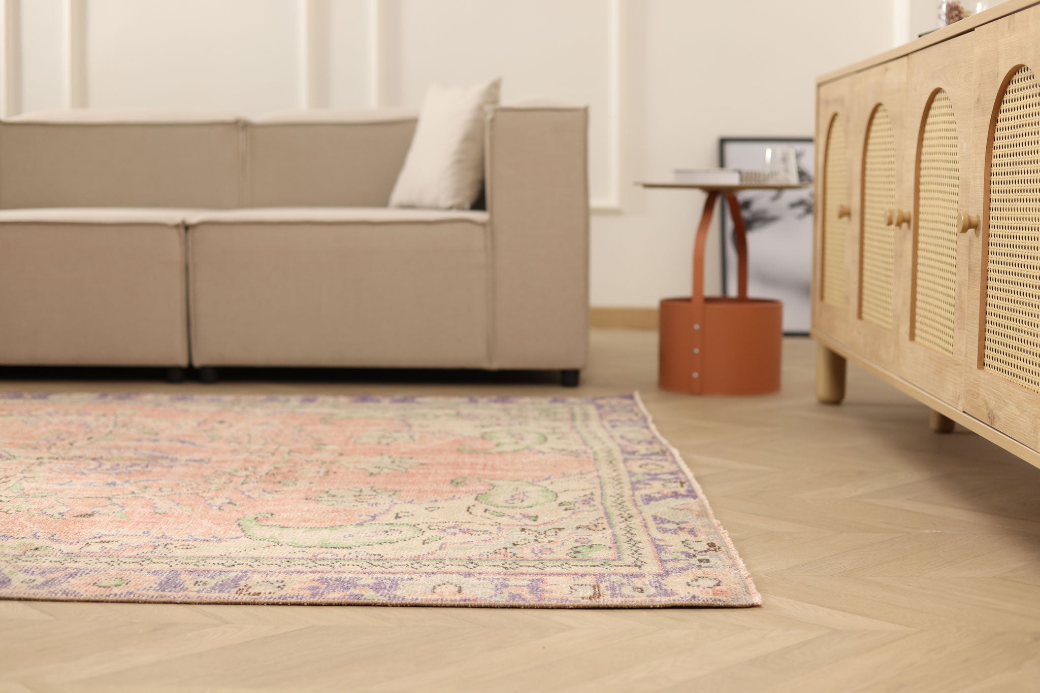 Vintage Manisa Turkish Area Rug 6x10 ft — Orange Floral