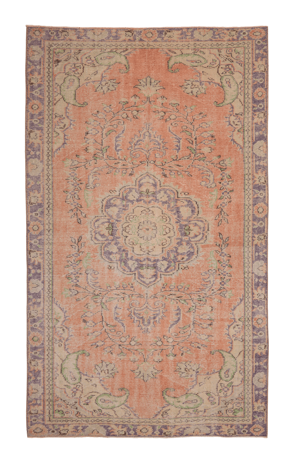 Vintage Manisa Turkish Area Rug 6x10 ft — Orange Floral