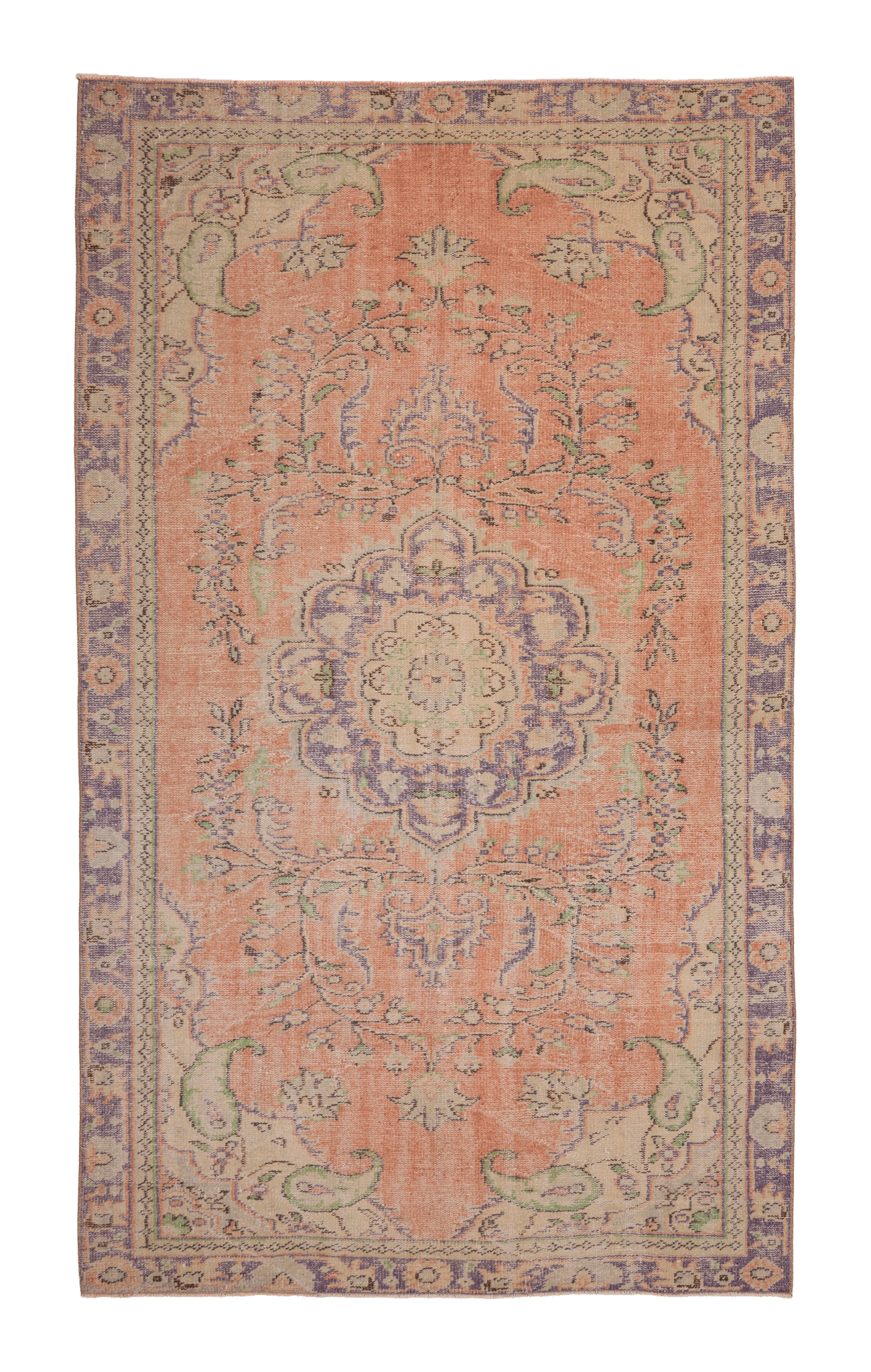 Vintage Manisa Turkish Area Rug 6x10 ft — Orange Floral