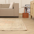 Vintage Manisa Turkish Area Rug 6x9 ft — Orange & Beige Floral (No. 60889)