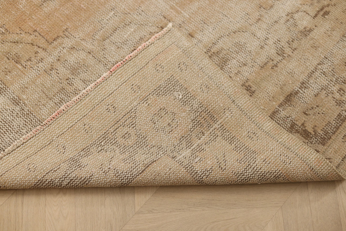 Vintage Manisa Turkish Area Rug 6x9 ft — Beige Floral (No. 60890)