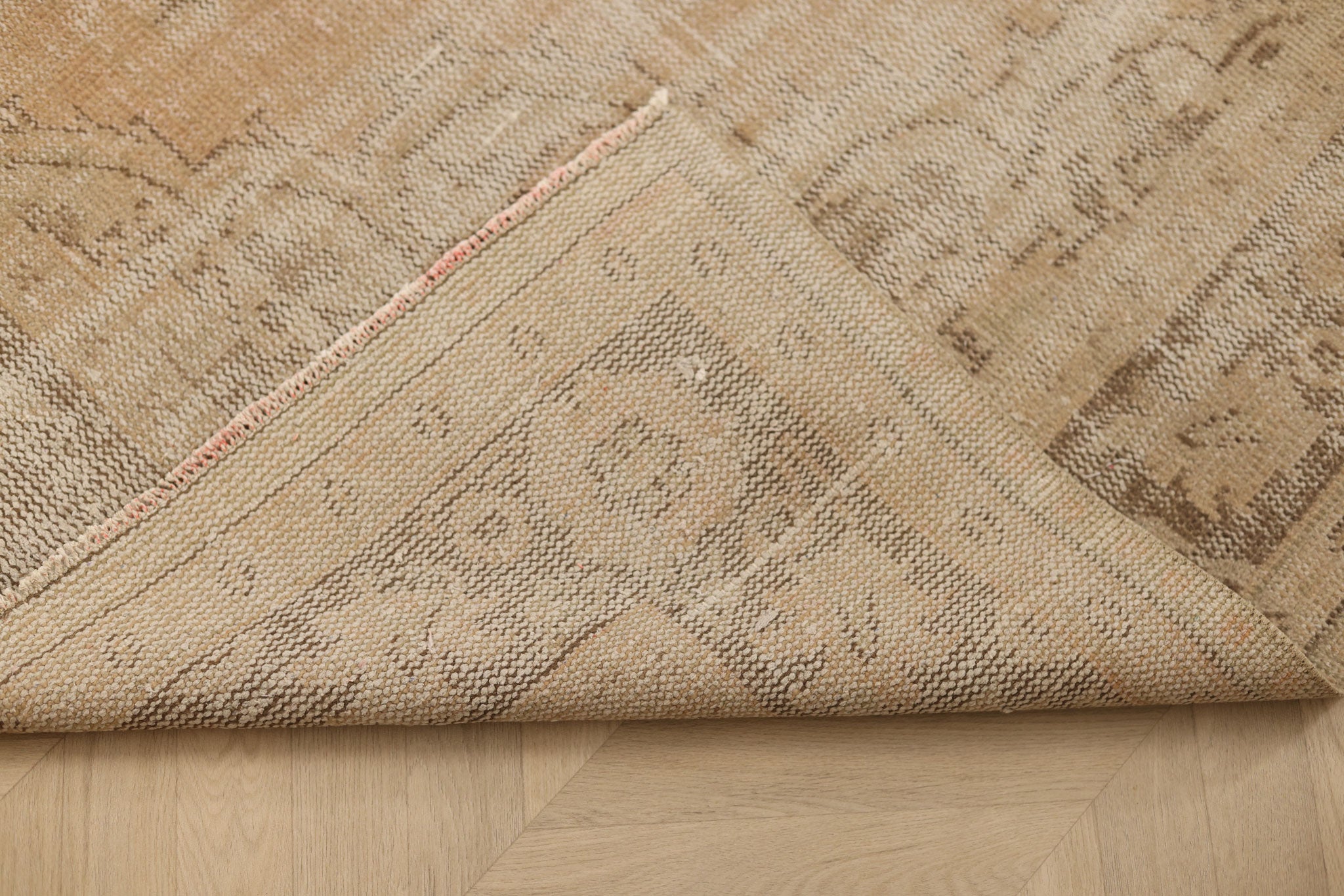 Vintage Manisa Turkish Area Rug 6x9 ft — Beige Floral (No. 60890)