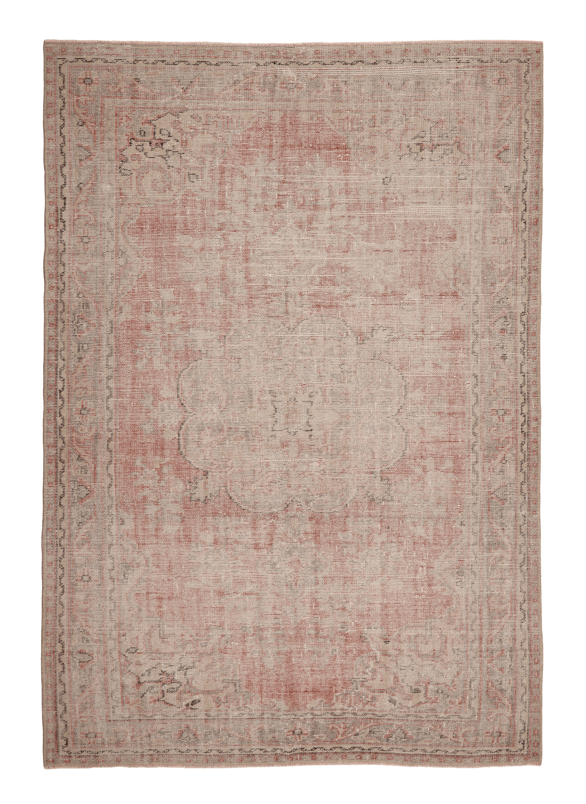 Vintage Manisa Turkish Area Rug 6x9 ft — Red Floral