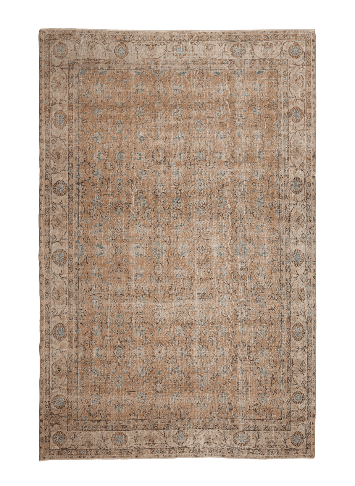 Vintage Isparta Turkish Area Rug 6x10 ft — Orange Floral (No. 60898)