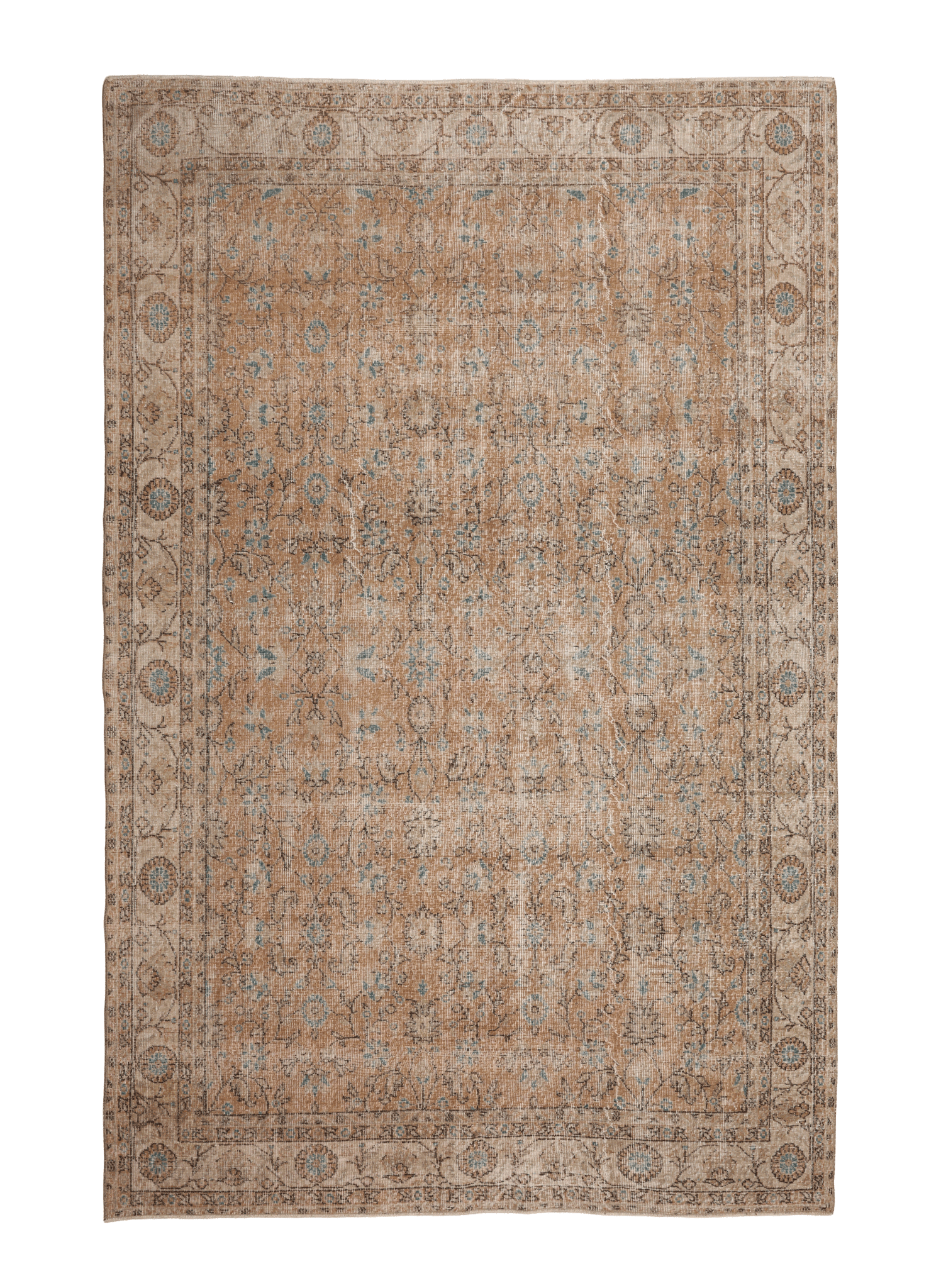 Vintage Isparta Turkish Area Rug 6x10 ft — Orange Floral (No. 60898)