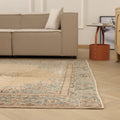 Vintage Isparta Turkish Area Rug 7x10 ft — Beige Floral (No. 60899)